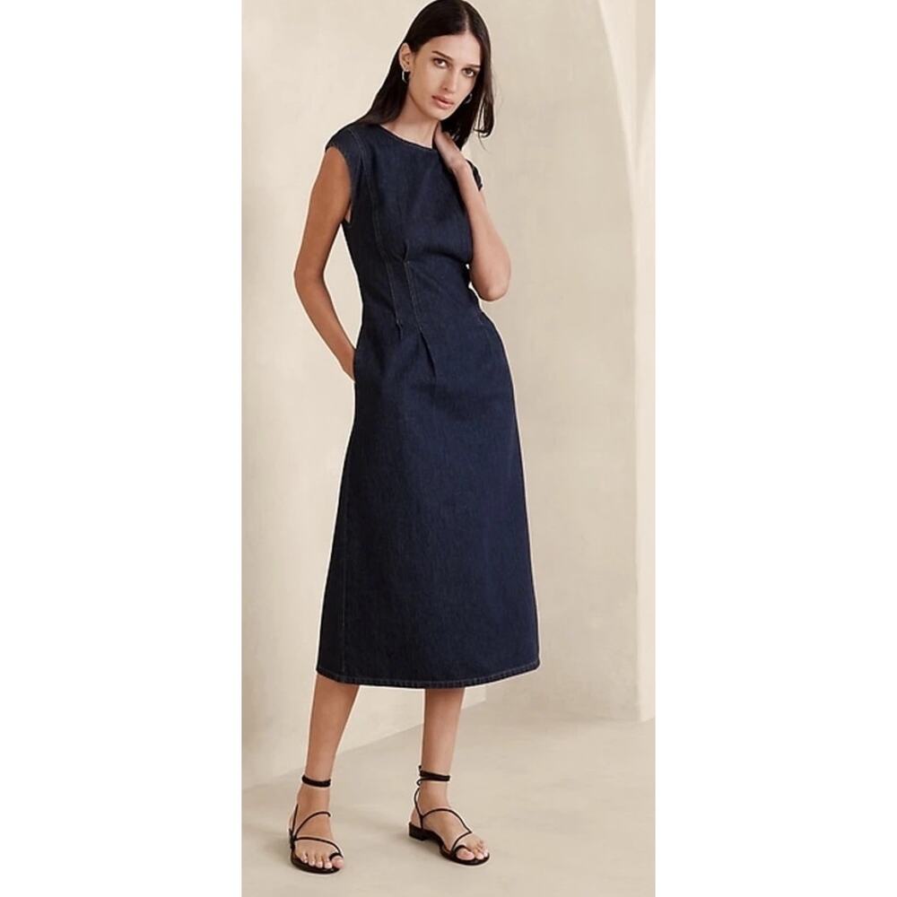 Banana Republic Italian Denim Midi Dress Size 10